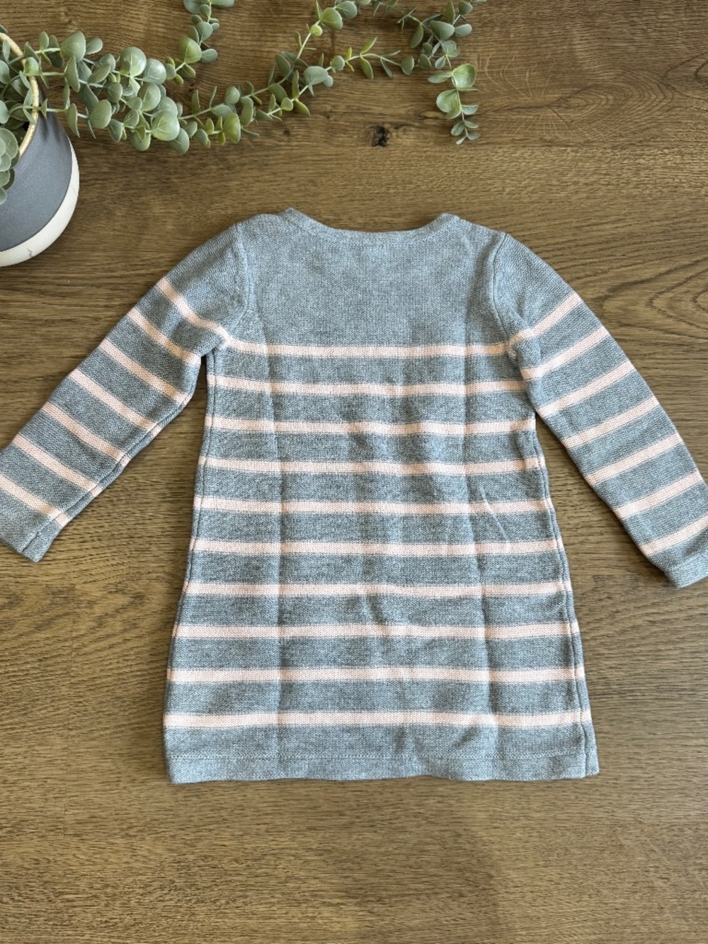 BabyGap Girls 2T Gray Pink Striped Knit Sweater Dress